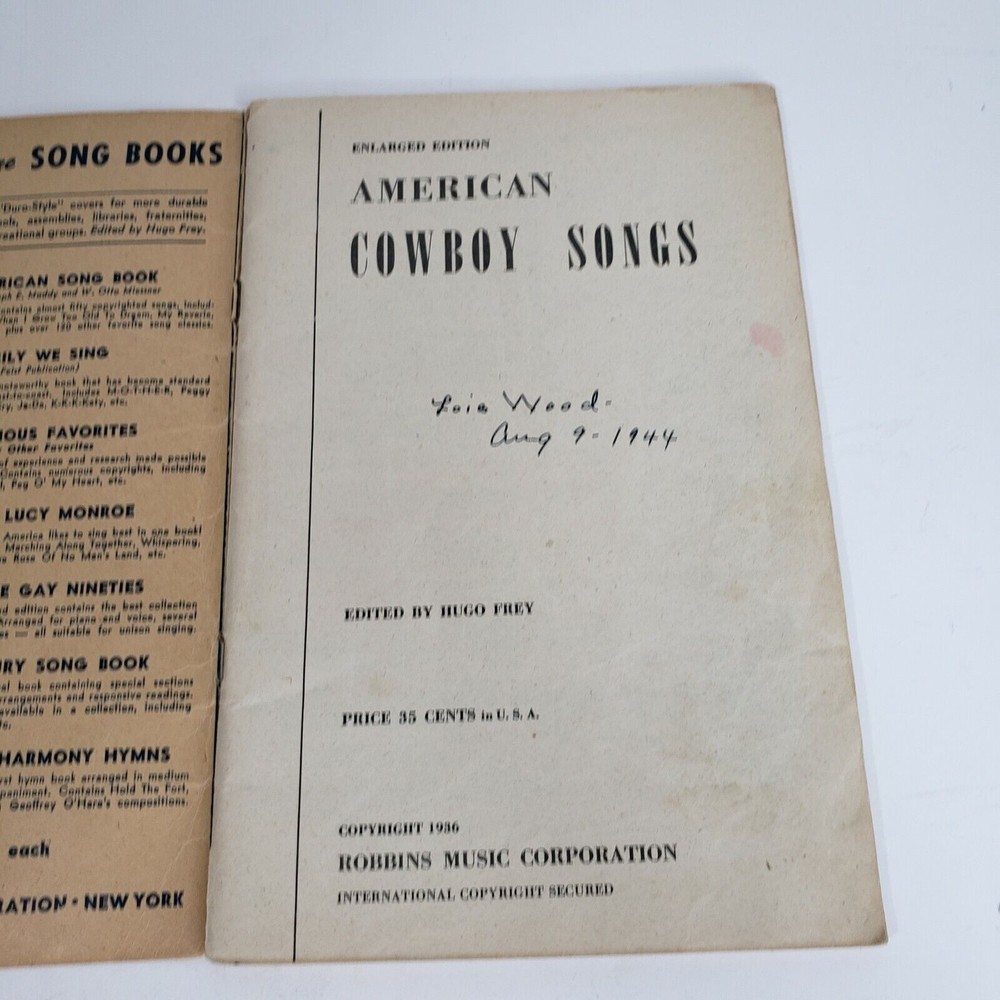 Vintage 1936 Sheet Music Book American Cowboy Songs 70 Folk Western Songs - Picture 2 of 6